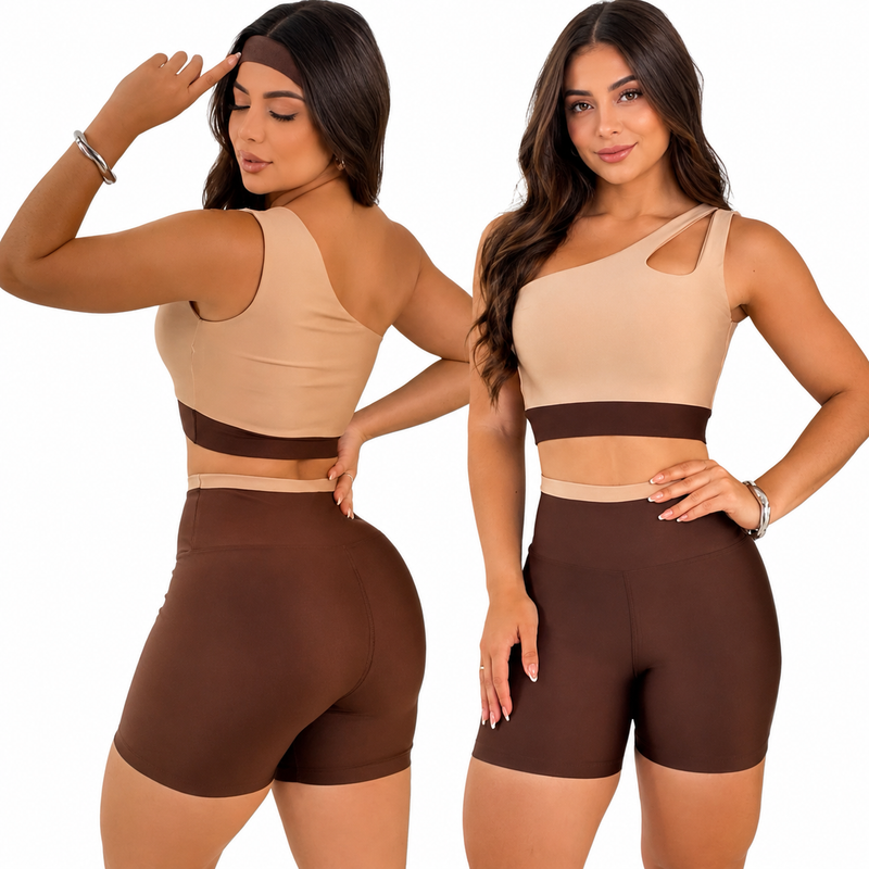 Conjunto Bicolor Academia Feminino – Top + Short Zero Transparência