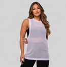 Regata Transparente Fitness Feminina – Tule Leve para Academia e Treino