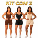 Kit 3 Macaquinhos Fitness Femininos – Ribana Canelada Premium Modeladora