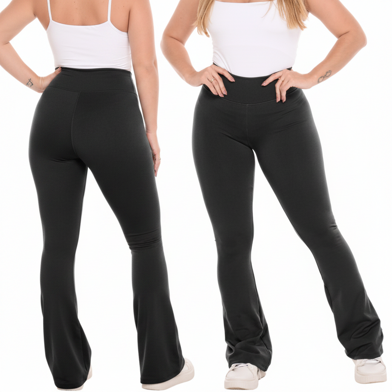 Calça Legging Flare Flanelada Leg Boca De Sino Bailarina Grossa Zero Transparência