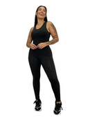 Macacão Academia Feminino Longo Fitness Costas Aberta Suplex Liso Roupa de Malhar Ginastica MAYU