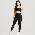 Conjunto Fitness Feminino Trilobal Canelado – Top Alcinha + Legging Cós Alto Modelador Brilhoso Academia e Treino