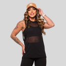 Regata Transparente de Tule Academia Feminina Regatão Blusa Moda Fitness