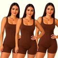 Kit 3 Macaquinhos Fitness Femininos – Ribana Canelada Premium Modeladora