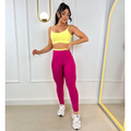 Conjunto Fitness Feminino – Legging + Top Bicolor com Bojo