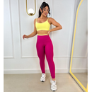 Conjunto Fitness Feminino – Legging + Top Bicolor com Bojo