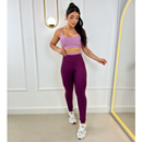 Conjunto Fitness Feminino – Legging + Top Bicolor com Bojo