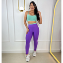 Conjunto Fitness Feminino – Legging + Top Bicolor com Bojo