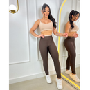 Conjunto Fitness Feminino – Legging + Top Bicolor com Bojo