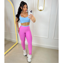 Conjunto Fitness Feminino – Legging + Top Bicolor com Bojo