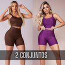 KIT 2 CONJUNTOS FITNESS FEMININO ACADEMIA TOP E SHORT ACADEMIA MUSCULAÇÃO