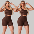 Kit 2 Conjuntos Fitness Feminino  – Top + Short Cintura Alta