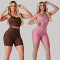 Kit 2 Conjuntos Fitness Feminino  – Top + Short Cintura Alta