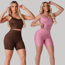 Kit 2 Conjuntos Fitness Feminino  – Top + Short Cintura Alta
