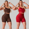 Kit 2 Conjuntos Fitness Feminino  – Top + Short Cintura Alta