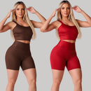 Kit 2 Conjuntos Fitness Feminino  – Top + Short Cintura Alta