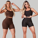 Kit 2 Conjuntos Fitness Feminino  – Top + Short Cintura Alta