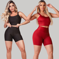 Kit 2 Conjuntos Fitness Feminino  – Top + Short Cintura Alta