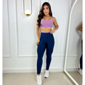 Conjunto Fitness Feminino – Legging + Top Bicolor com Bojo