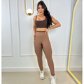 Conjunto Fitness Feminino – Legging + Top Bicolor com Bojo