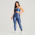 Conjunto Fitness Feminino Trilobal Canelado – Top Alcinha + Legging Cós Alto Modelador Brilhoso Academia e Treino