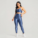 Conjunto Fitness Feminino Trilobal Canelado – Top Alcinha + Legging Cós Alto Modelador Brilhoso Academia e Treino
