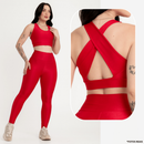 Conjunto Fitness Canelado Feminino – Legging + Top Zero Transparência