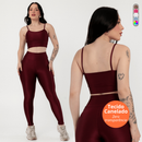 Conjunto Feminino Fitness Canelado Zero Transparencia Legging e Top Academia Treino