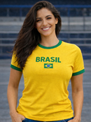 T-shirt Camiseta Do Brasil Camisa Feminina Estampada Lançamento Copa Envio Imediato
