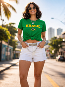T-shirt Camiseta Do Brasil Camisa Feminina Estampada Lançamento Copa Envio Imediato