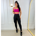 Conjunto Fitness Feminino – Legging + Top Bicolor com Bojo