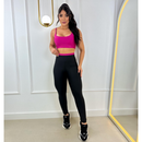 Conjunto Fitness Feminino – Legging + Top Bicolor com Bojo