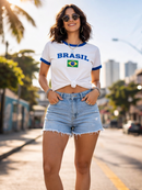 T-shirt Camiseta Do Brasil Camisa Feminina Estampada Lançamento Copa Envio Imediato