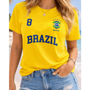 Blusa Feminina Brasil copa do mundo Verão Algodão