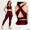 Conjunto Feminino Fitness Canelado Zero Transparencia Legging e Top Academia Treino