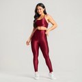 Conjunto Fitness Feminino Trilobal Canelado – Top Alcinha + Legging Cós Alto Modelador Brilhoso Academia e Treino