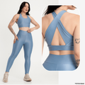 Conjunto Fitness Canelado Feminino – Legging + Top Zero Transparência