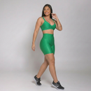 Conjunto Fitness Feminino Copa do Mundo Top e Bermuda Academia Brasil Luxo