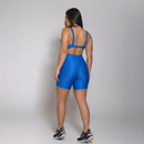 Conjunto Fitness Feminino Copa do Mundo Top e Bermuda Academia Brasil Luxo