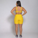 Conjunto Fitness Feminino Copa do Mundo Top e Bermuda Academia Brasil Luxo