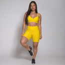 Conjunto Fitness Feminino Copa do Mundo Top e Bermuda Academia Brasil Luxo