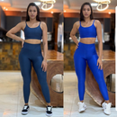 Kit 2 Conjunto de Academia Feminino Calça + Top com Zero Transparência e Cintura Alta