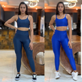Kit 2 Conjunto de Academia Feminino Calça + Top com Zero Transparência e Cintura Alta