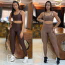 Kit 2 Conjunto de Academia Feminino Calça + Top com Zero Transparência e Cintura Alta